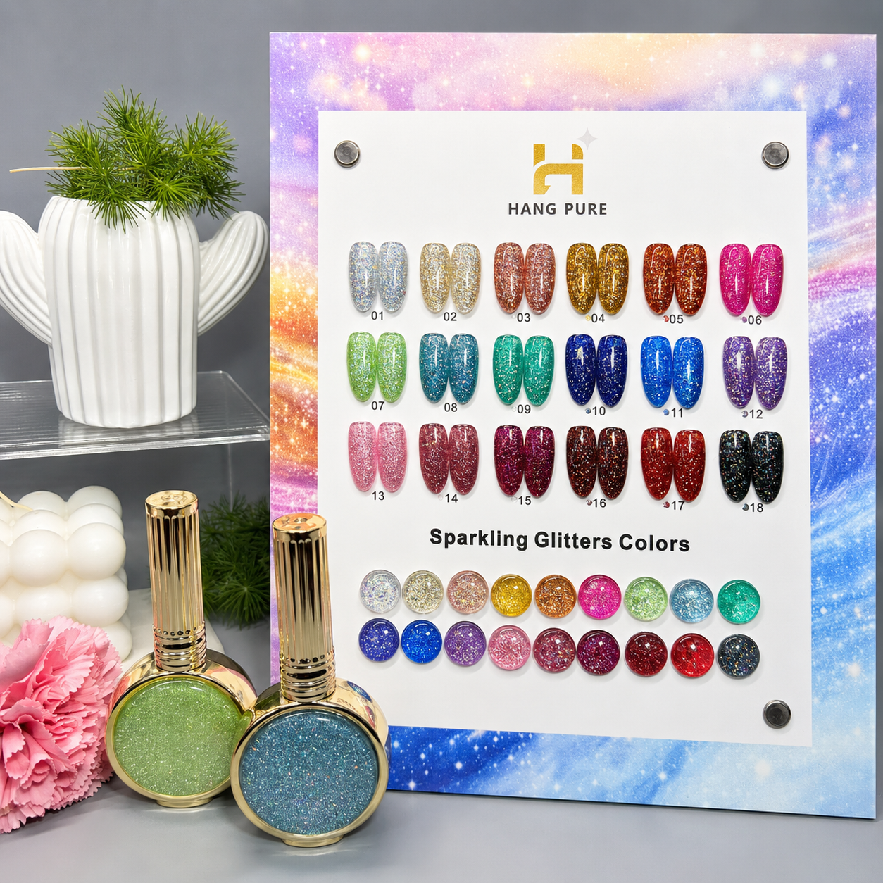 Sparkling Glitters 18 Colors - HANG PURE 18ml ( 01 - 18)