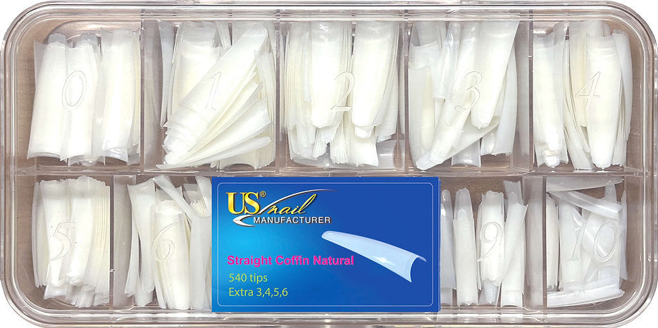 USN - Straight Coffin Natural Nail Tips Refill