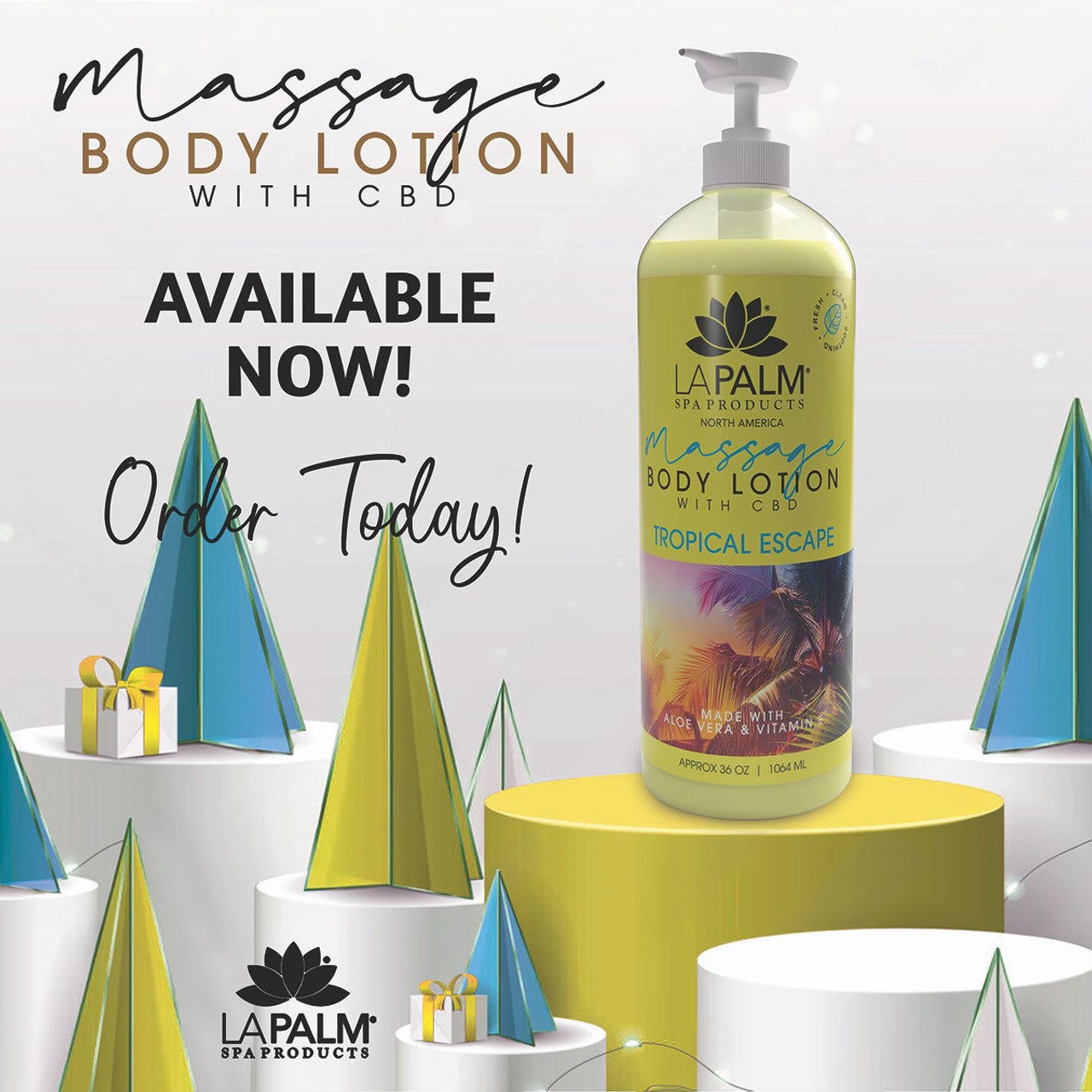La Palm Massage Body Lotion CBD 36oz - Tropical Case 12pcs