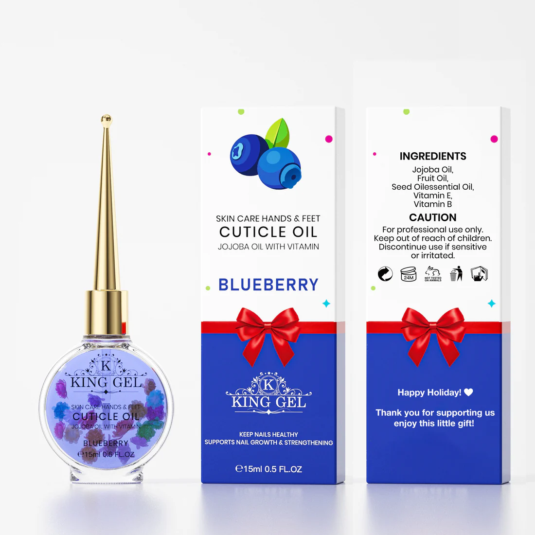 Kinggel Cuticle Oil BlueBerry Gift + Gift Box Case 200Pcs