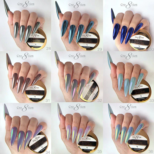 Cre8tion Chrome Nail Art Effect 1g - Full set 72 Colors