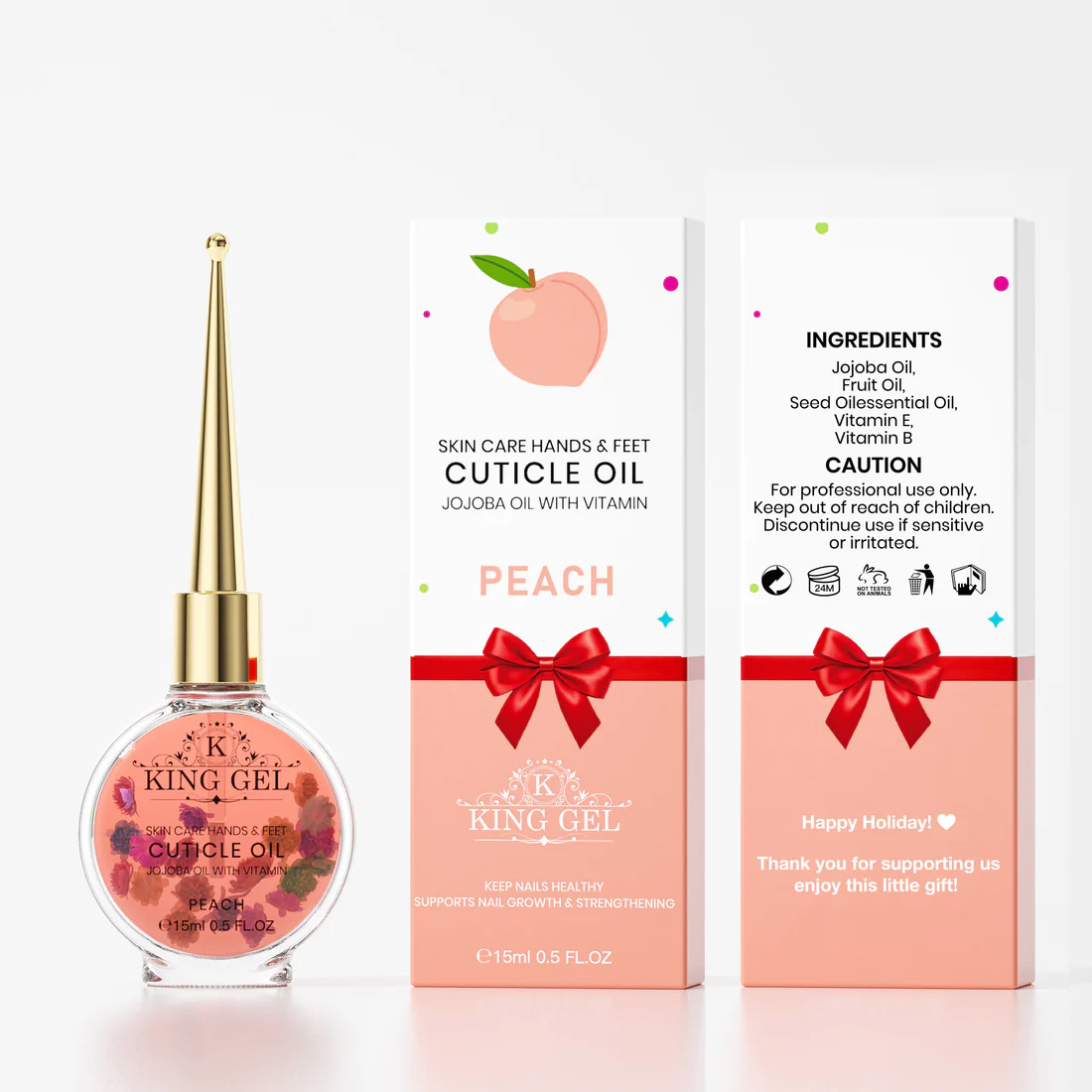 Kinggel Cuticle Oil Peach Gift + Gift Box Case 200Pcs