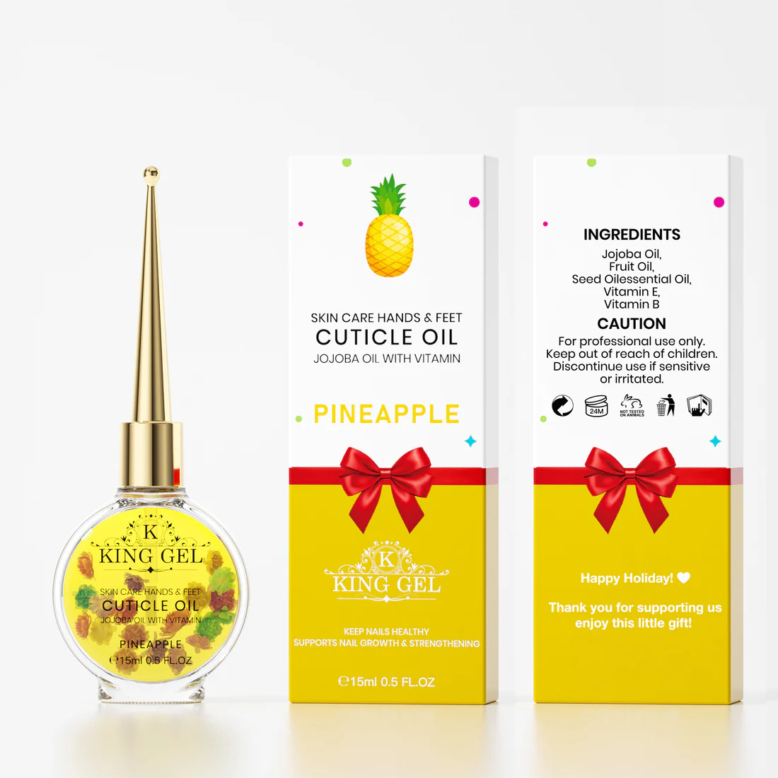 Kinggel Cuticle Oil Pineapple Gift + Gift Box Case 200Pcs