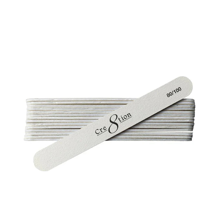 Cre8tion Disposable Mini Nail File Plastic Center White, Grit 100/100, CASE