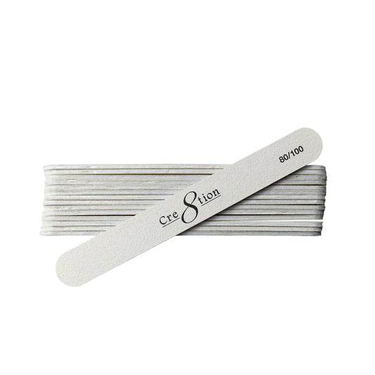 Cre8tion Disposable Mini Nail File Plastic Center White, Grit 100/100, CASE
