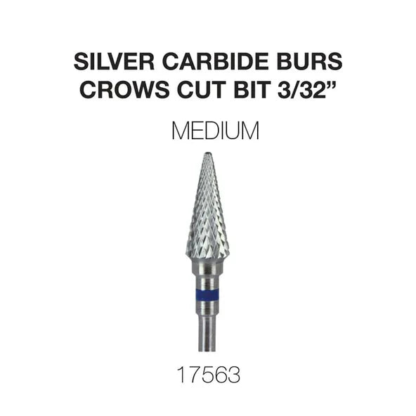 Cre8tion Silver Carbide Burs - Crows Cut Bit 3/32, MEDIUM