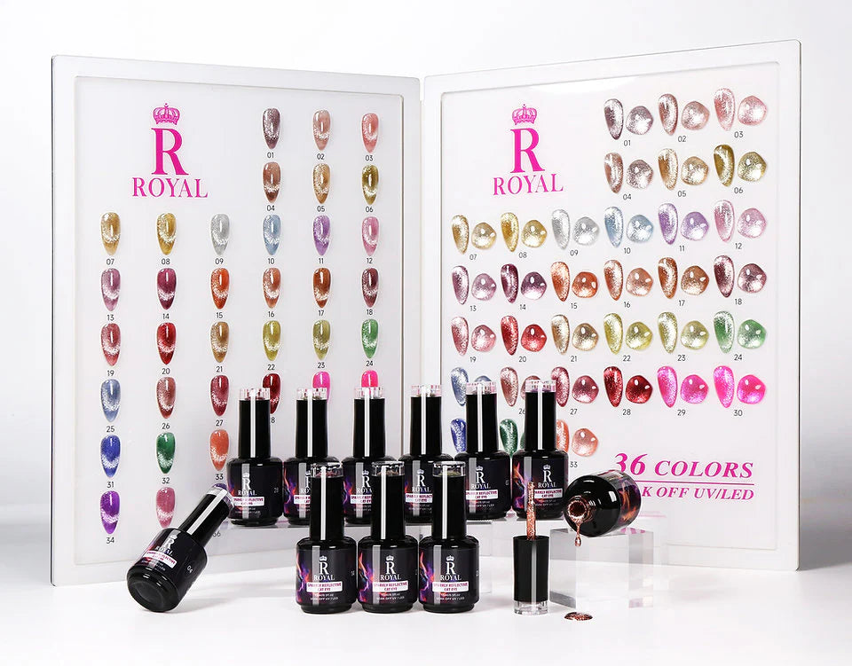 Sparkly Reflective Cat Eye Gel Collection – 36 Colors | Magnetic Glitter Nail Polish Set