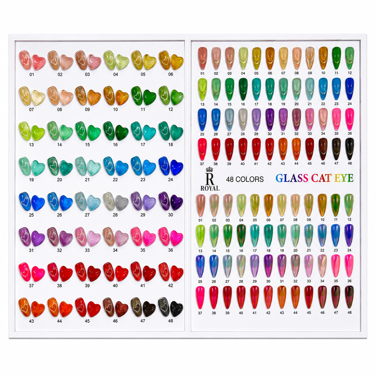 Royal Glass Cat Eye Gel Polish Collection – 48 Colors | Magnetic Glitter Nail Set