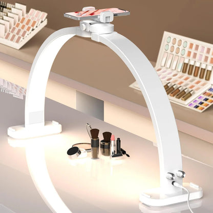 Foldable Half Moon Nail Lamp for Desk | Professional LED Nail Table Light with Phone Holder