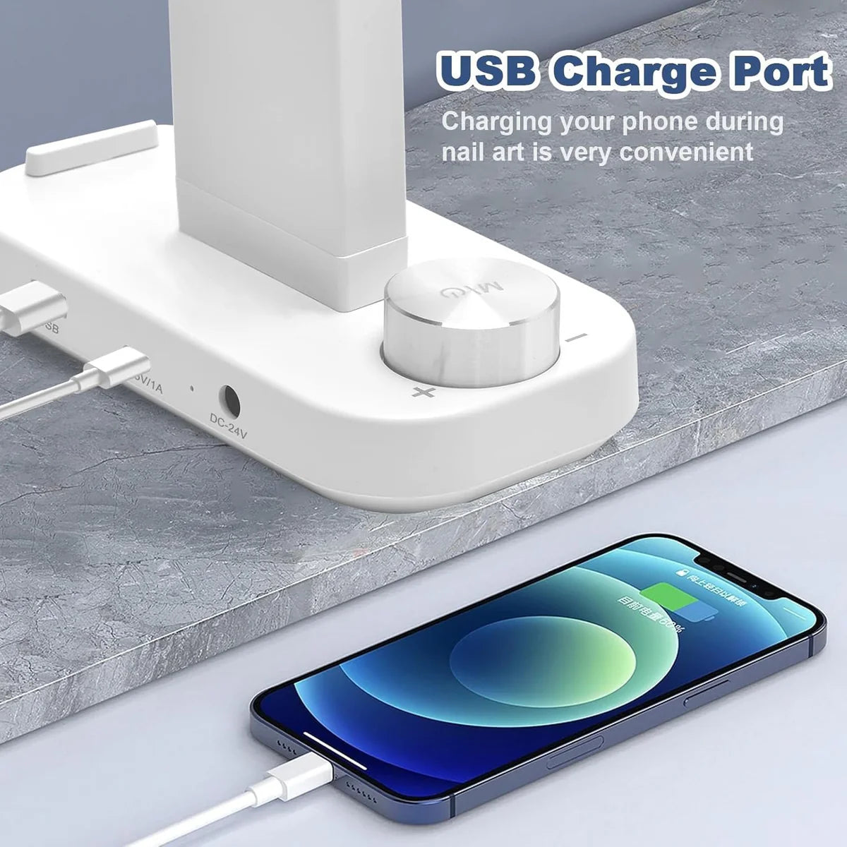 Foldable Half Moon Nail Lamp for Desk | Professional LED Nail Table Light with Phone Holder
