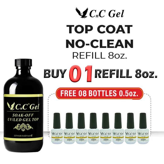 CNC Top Coat No Clean 8oz Refill, Buy 1 Get 8 pcs CNC Top 0.5oz