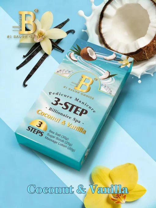 Billionaire Spa Coconut & Vanilla 3-Step Pedicure Kit | Professional Spa Manicure & Pedicure Set