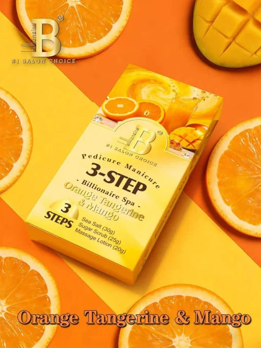 Billionaire Spa Orange Tangerine & Mango 3-Step Pedicure Kit | Professional Spa Manicure & Pedicure Set