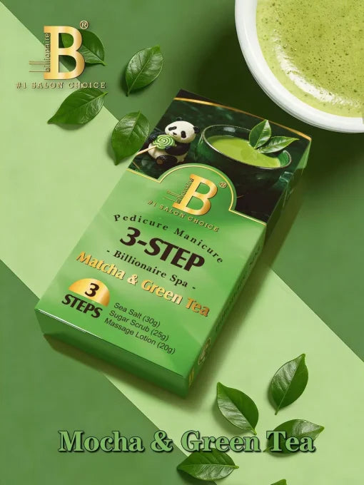 Billionaire Spa Mocha & Green Tea 3-Step Pedicure Kit (Case 100 Kits)