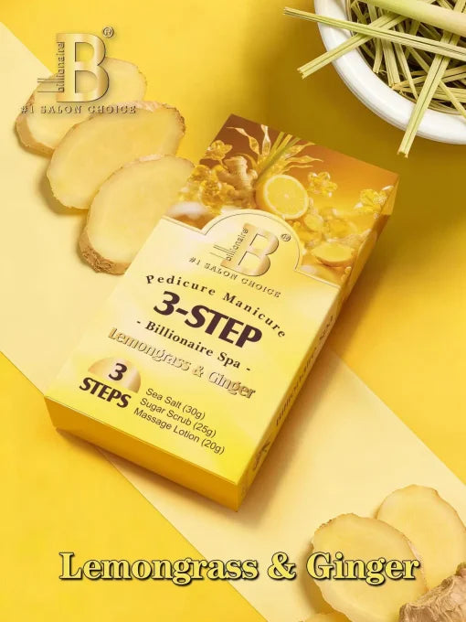 Billionaire Spa Lemongrass & Ginger 3-Step Pedicure Kit (Case 100 Kits)