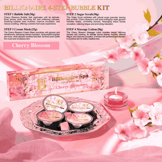 Billionaire Bubble Spa Nail Deluxe Pedicure Kit 4 Steps - Cherry Blossom