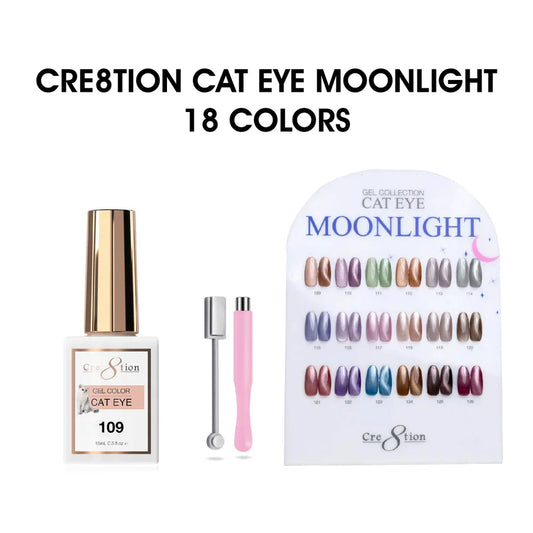 Cre8tion Cat Eye Gel Kit – Moonlight Collection | 18 Colors Magnetic Gel (109–126)