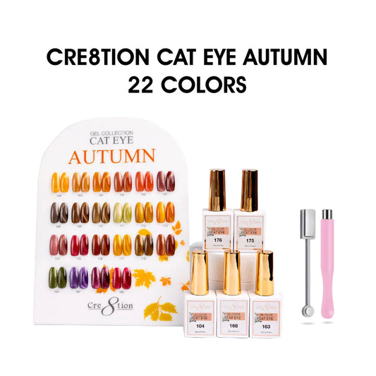 Cre8tion Cat Eye Gel Kit – Fall Collection | 24 Colors (104, 163–183, 238, 239)