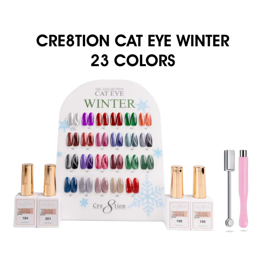 Cre8tion Cat Eye Gel Kit – Winter Collection | 23 Colors Magnetic Gel (202–219)