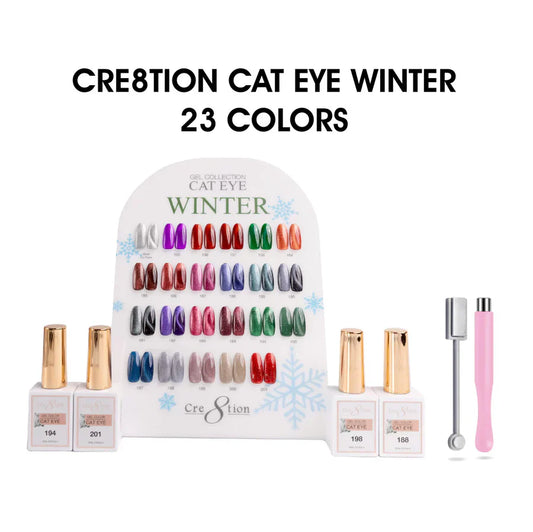 Cre8tion Cat Eye Gel Kit – Winter Collection | 23 Colors Magnetic Gel (202–219)