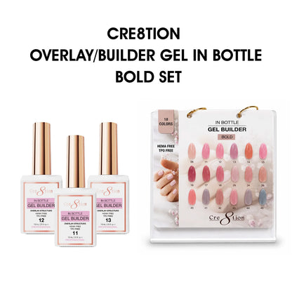 Cre8tion Gel Collection - Overlay/Brush on Builder Bold 0.5oz - Set 18 Colors