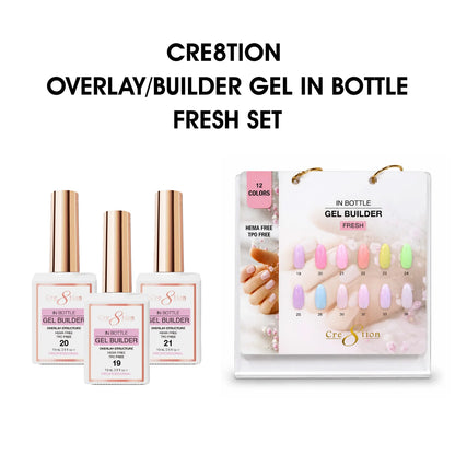 Cre8tion Gel Collection - Overlay/Brush on Builder Fresh 0.5oz - Set 12 Colors