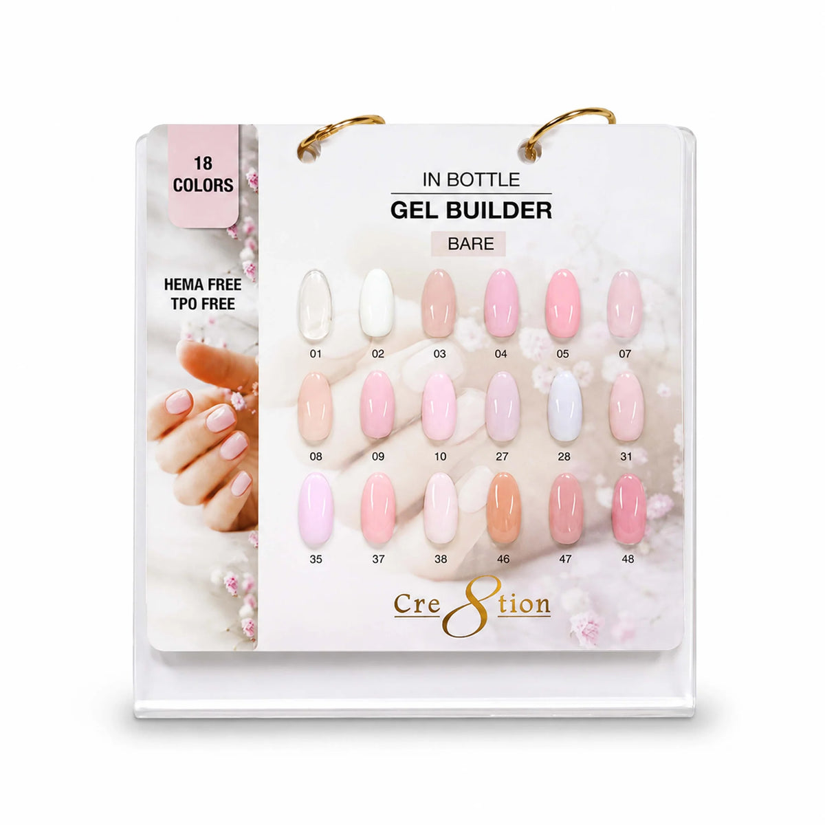 Cre8tion Gel Collection - Overlay/Brush on Builder Bare 0.5oz - Set 18 Colors