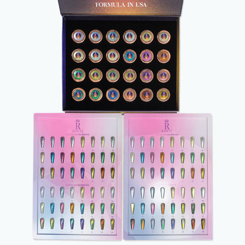 Cat Eye Chrome Powder Collection 2-in-1 – 24 Colors | Magnetic & Mirror Effect Nail Powder Set