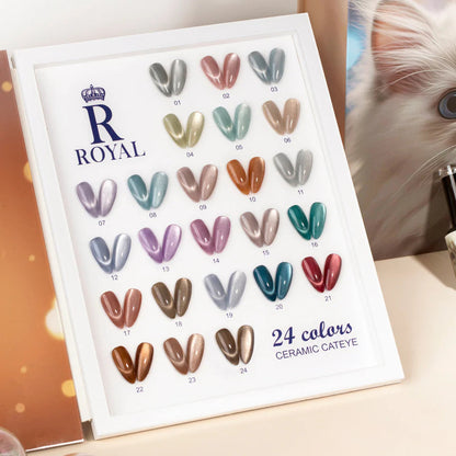 Royal Ceramic Cat Eye Gel Collection – 24 Colors | Magnetic Smooth Gloss Nail Polish Set