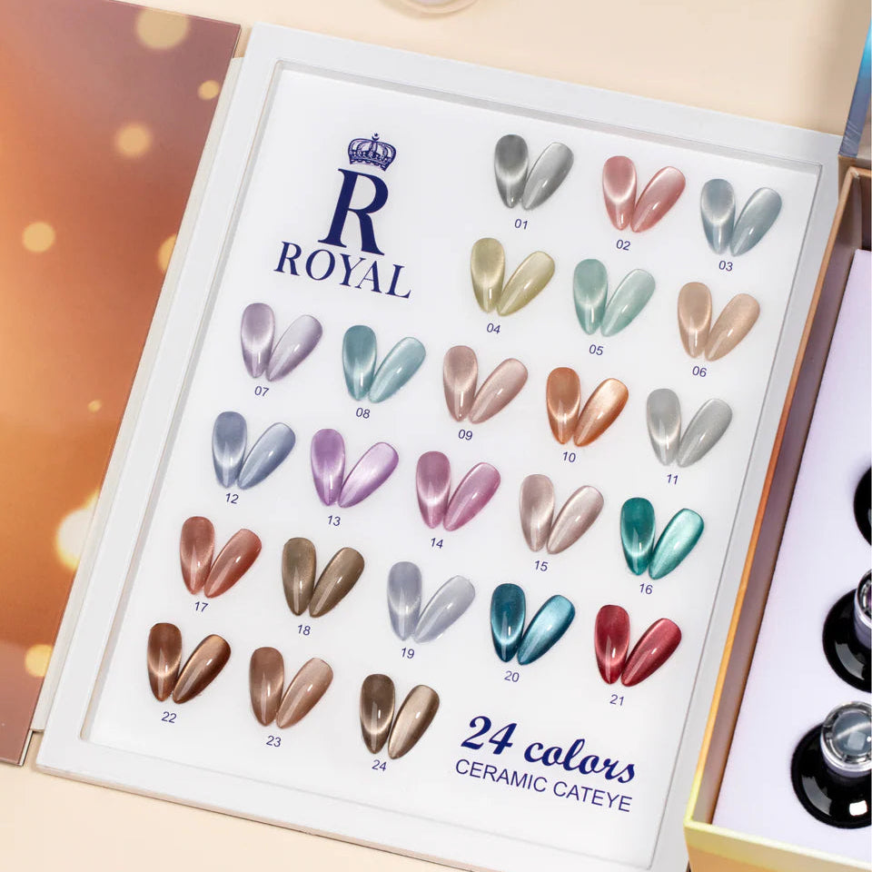 Royal Ceramic Cat Eye Gel Collection – 24 Colors | Magnetic Smooth Gloss Nail Polish Set