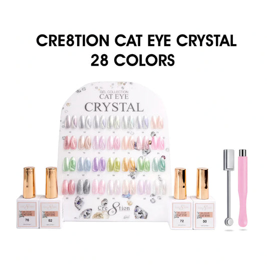 Cre8tion Cat Eye Gel Kit – Crystal Collection | 28 Colors Magnetic Gel (49–54, 73–94)