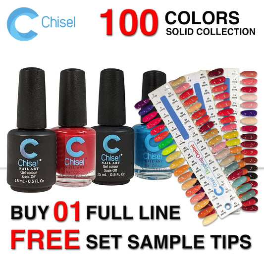 Chisel Nail Lacquer And Gel Polish, Solid Collection, Full line 100 colors (From SOLID001 to SOLID100), 0.5oz