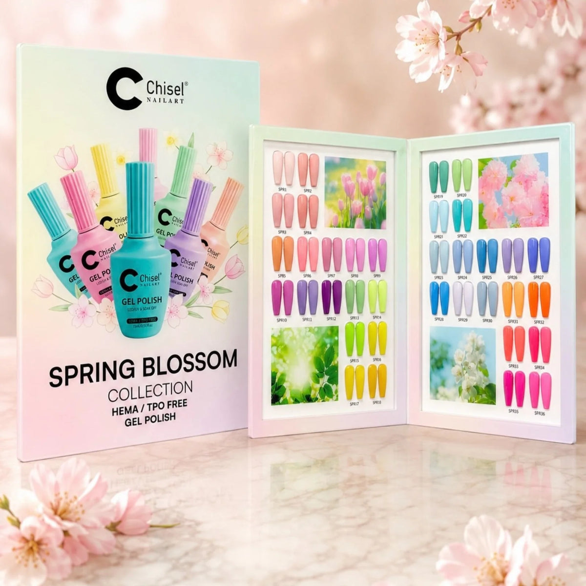 Chisel Spring Blossom Collection - Gel Polish Set (36 Colors, 0.5 oz / 15ml each)