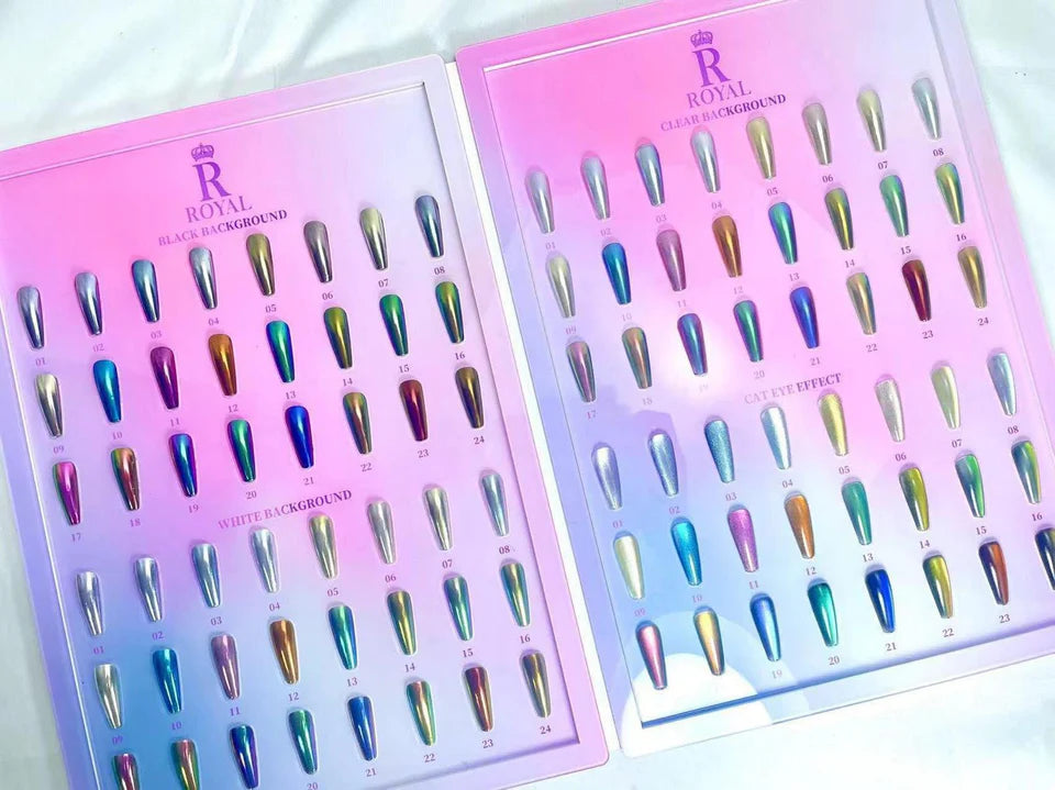 Cat Eye Chrome Powder Collection 2-in-1 – 24 Colors | Magnetic & Mirror Effect Nail Powder Set