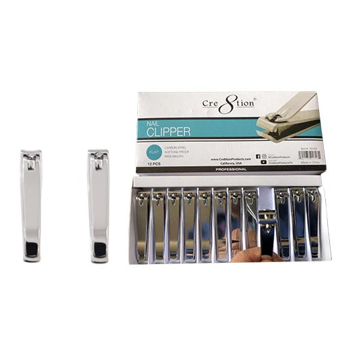 Cre8tion Carbon Steel Nail Clipper, Chrome, STRAIGHT 8.2cm, BOX (Pk: 12pcs/box)