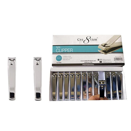 Cre8tion Carbon Steel Nail Clipper, Chrome, STRAIGHT 8.2cm, BOX (Pk: 12pcs/box)