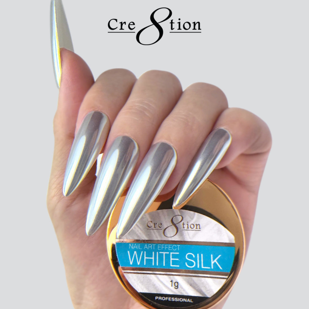 Cre8tion Chrome Nail Art Effect 1g - White Silk