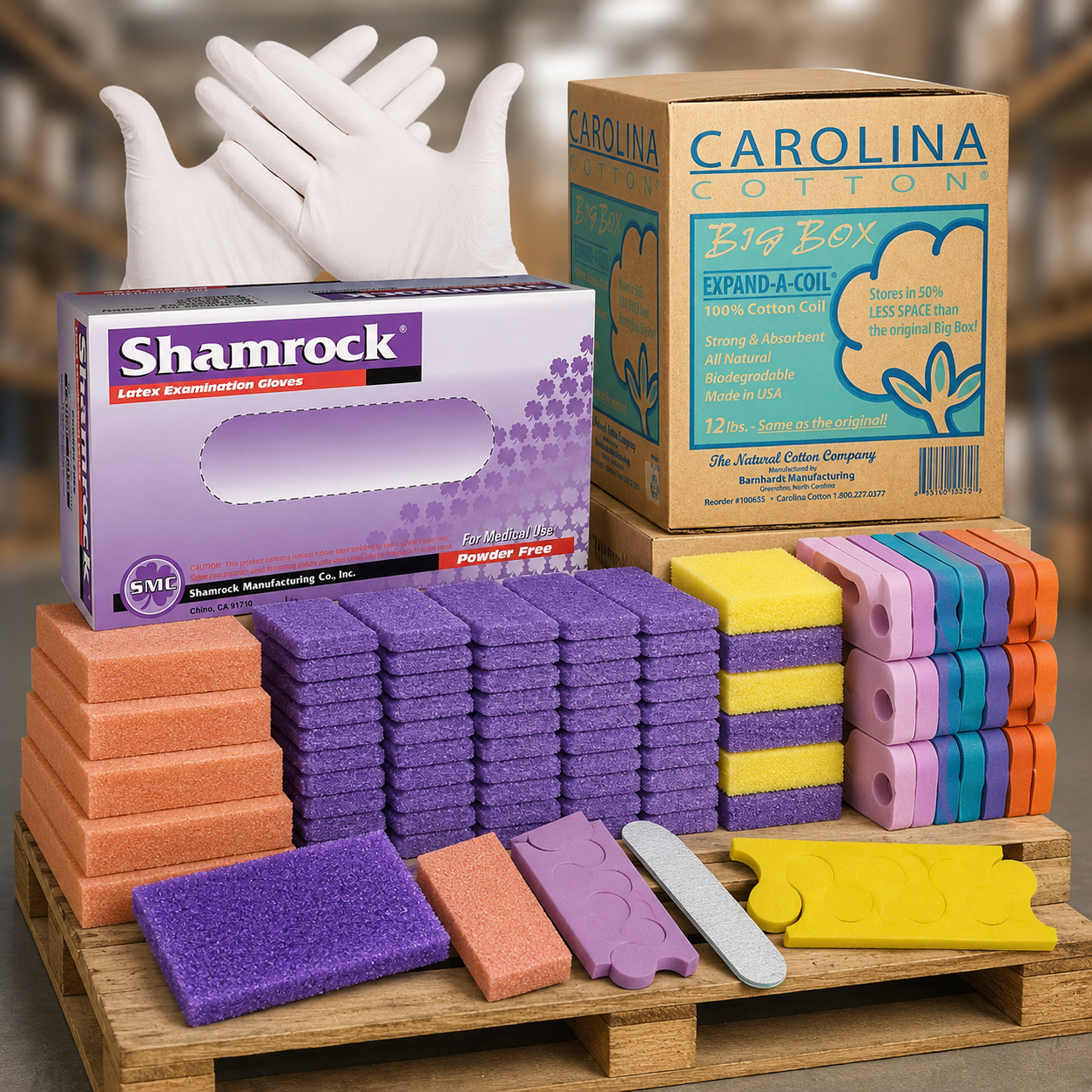Custom Mix Pallet (Liner, Pedicure Kit, Paraffin, Acetone, Alcohol, Cotton, Toe Separators, Slippers Combo)