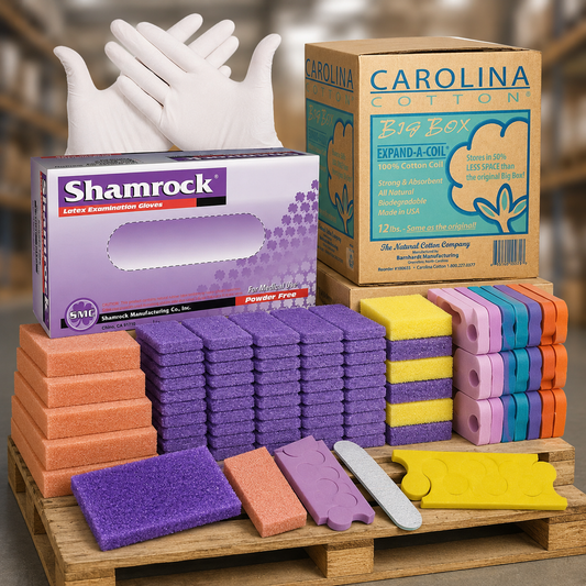 Custom Mix Pallet (Liner, Pedicure Kit, Paraffin, Acetone, Alcohol, Cotton, Toe Separators, Slippers Combo)