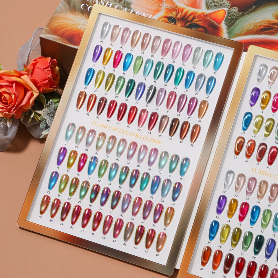 Flash Cat Eye Gel Collection – 48 Colors | Reflective Magnetic Nail Polish Set