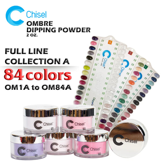 Chisel 2in1 Acrylic/Dipping Powder, Ombre A Collection, 2oz, Full Line Of 102 Colors (From OM01A To OM102A)