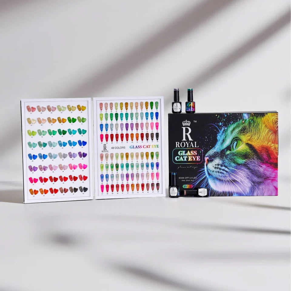 Royal Glass Cat Eye Gel Polish Collection – 48 Colors | Magnetic Glitter Nail Set