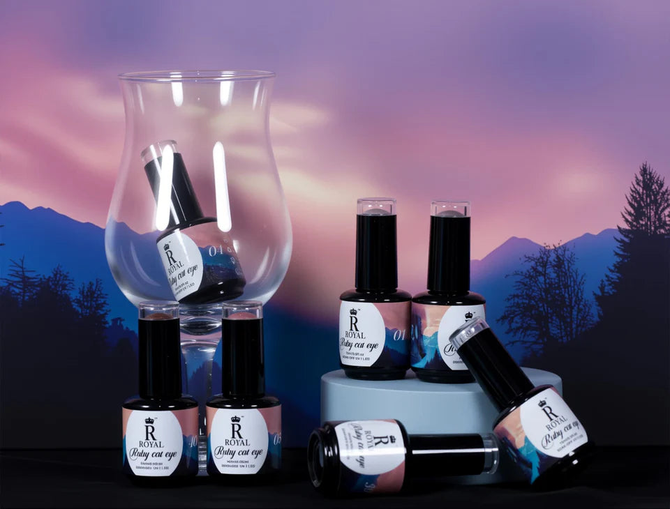 Ruby Cat Eye Gel Collection – 48 Colors | Magnetic Deep Red Shimmer Nail Polish Set