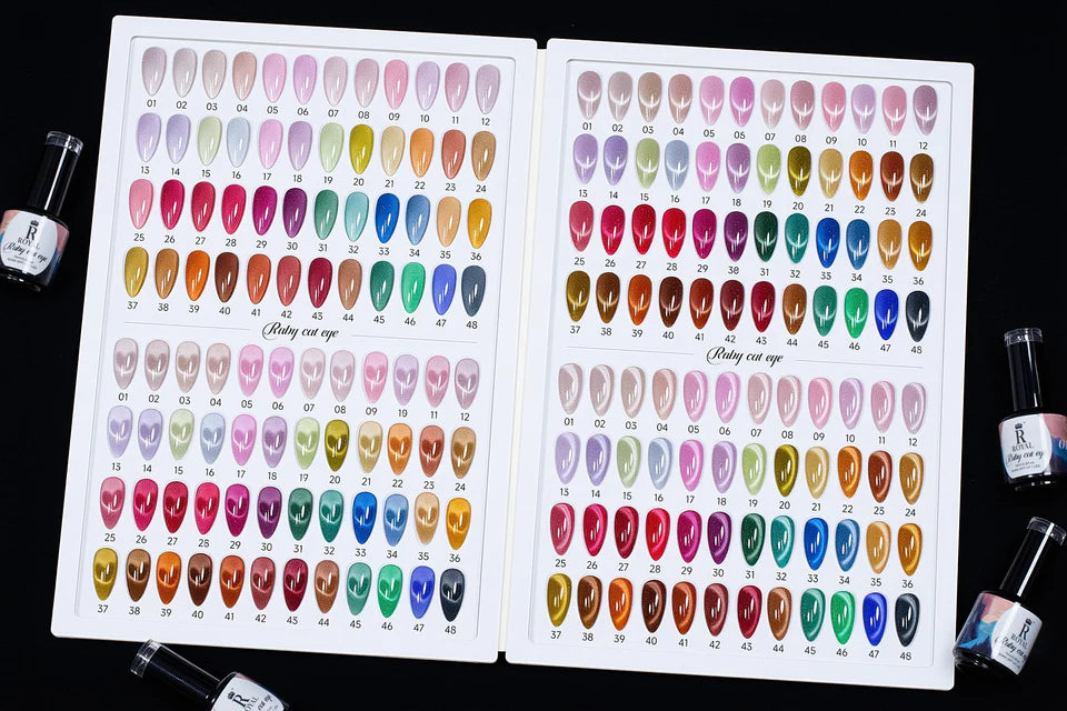 Ruby Cat Eye Gel Collection – 48 Colors | Magnetic Deep Red Shimmer Nail Polish Set