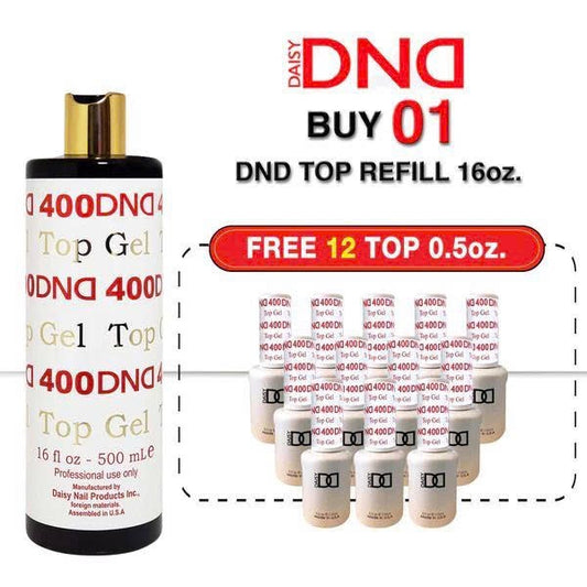DND Top Coat No Cleanse 600 16oz. Buy 1 Get 12 DND Top 0.5oz