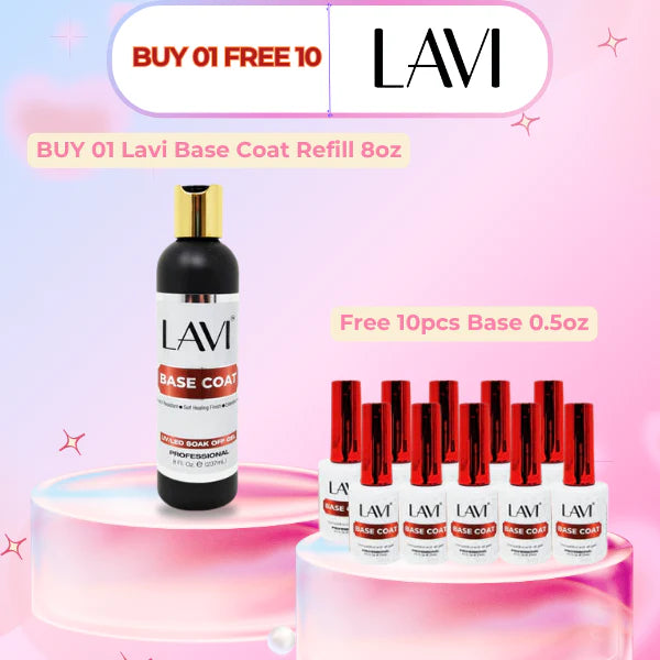Lavi Base Coat Refill 8oz, Buy 01 Get 10 Lavi Base Coat 0.5oz