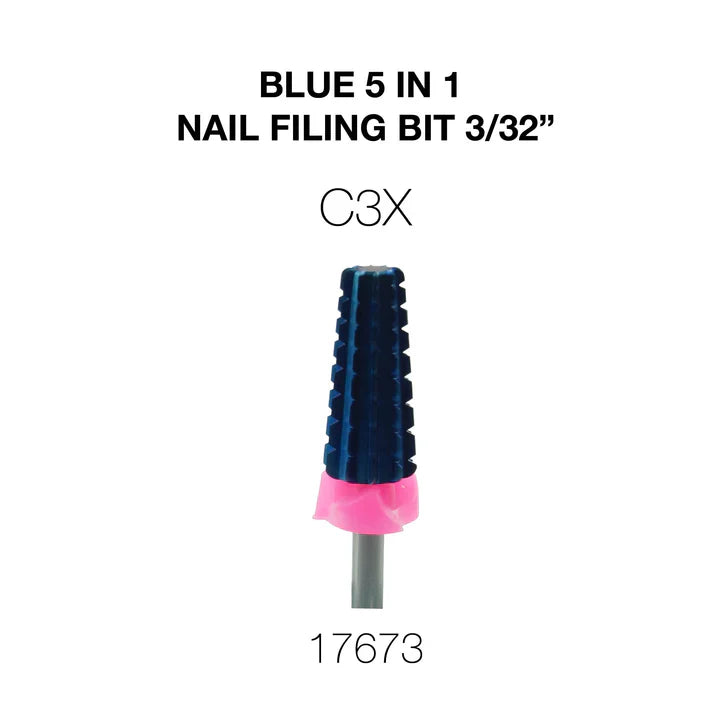 Cre8tion Blue 5in1 Nail Filing Bit - C3X 3/32 (Pk: 50 pcs/box)