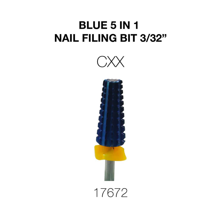 Cre8tion Blue 5in1 Nail Filing Bit - CXX 3/32 (Pk: 50 pcs/box)