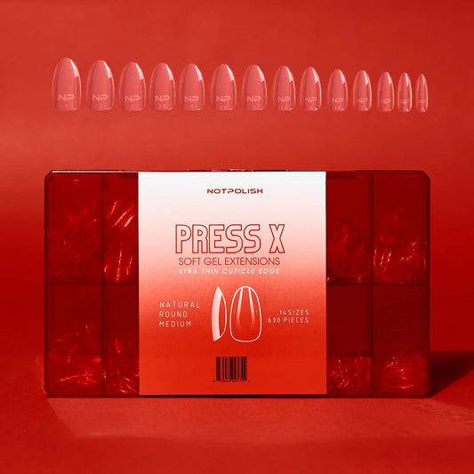 NotPolish Press X Tip BOX - Natural Round Medium (Pk: 630 pieces/Box)
