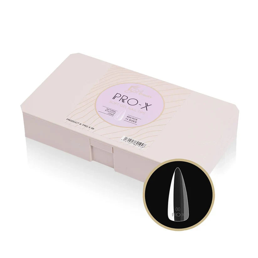 iGel PRO-X Soft Gel Nail Tips 09, Natural Stiletto Long